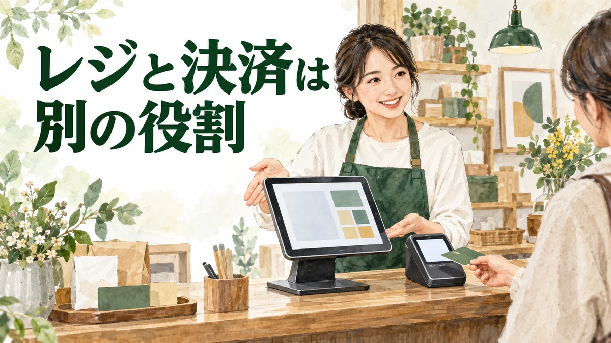 POSレジの選び方。レジと決済端末の役割を分けたイラスト